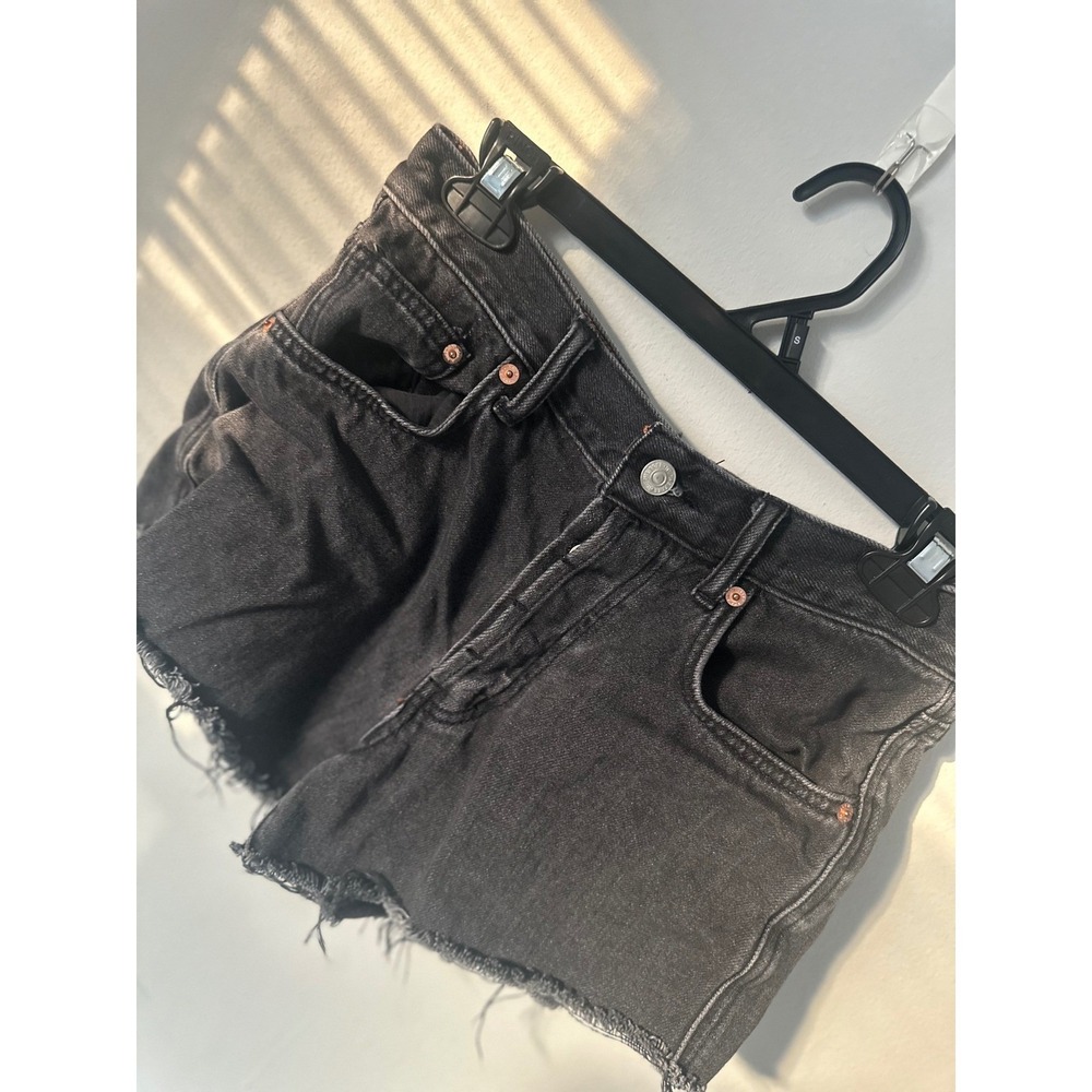 We The Free Free People Black Denim Cutoff Shorts Button Fly High Rise Size 26
